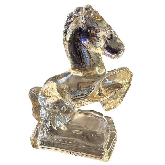 Other - Vintage Clear Glass Rearing Horse Single Bookend Mid Century Equestrian Decor 8"